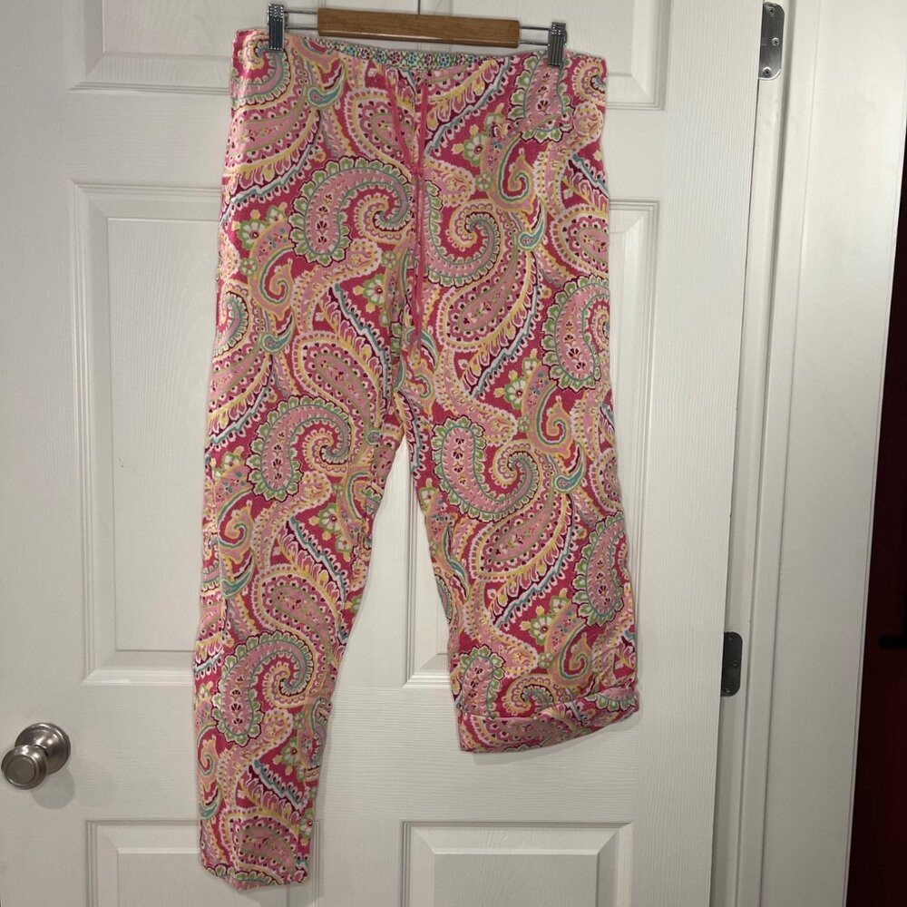 Vera Bradley Capri Melon PJ Pajama Pants Women's Size Large 100%‎ Cotton Paisley - Picture 2 of 10